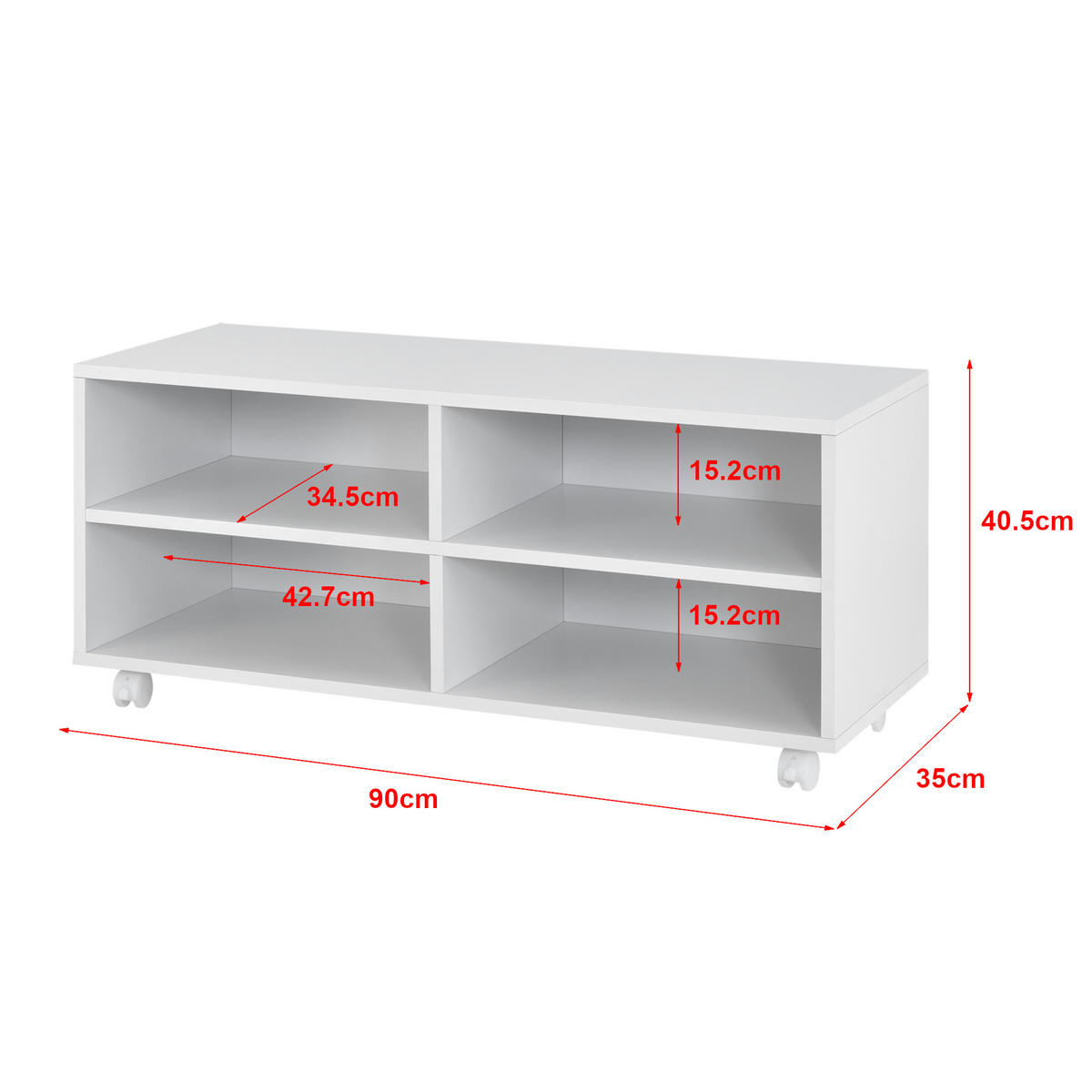 LOWBOARD Gränne - Weiß, Holzwerkstoff/Kunststoff (90/40.5/35cm) - [en.casa]