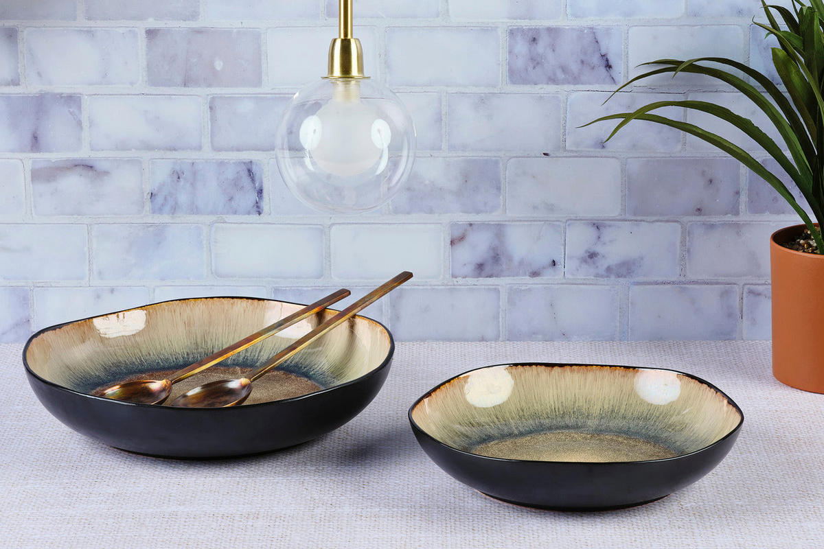 OBSTSCHALE Iris Ø27,5cm und Ø32,5cm - 2er-Set - Wildbraun - Braun, Keramik (6.5cm) - Björn