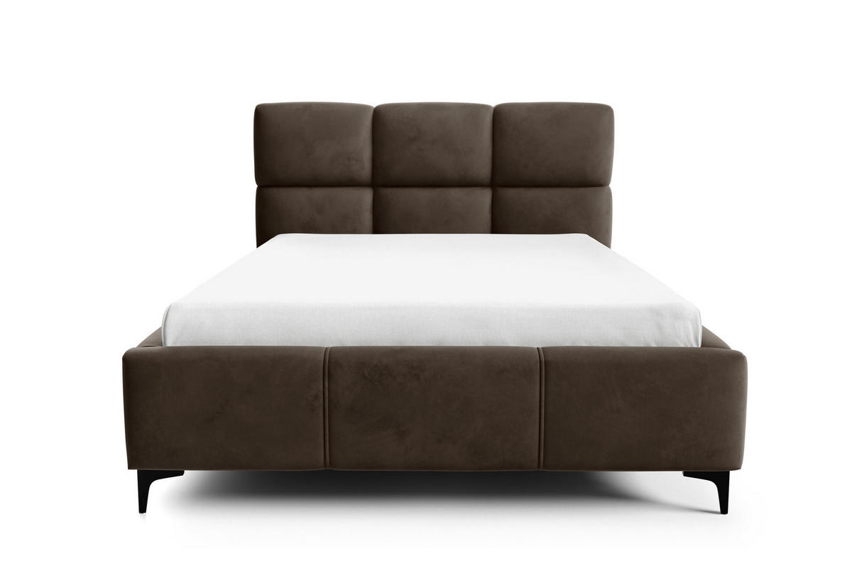 POLSTERBETT SENTO, 180x200 cm, Doppelbett mit Bettkasten, Velourstoff, Frabe: Braun - Braun, Holz/Textil (180/200cm)
