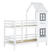 ETAGENBETT 90/200 cm Weiß mit Handlauf und Fenster - Weiß, Holz (90/200cm) - Oxeza