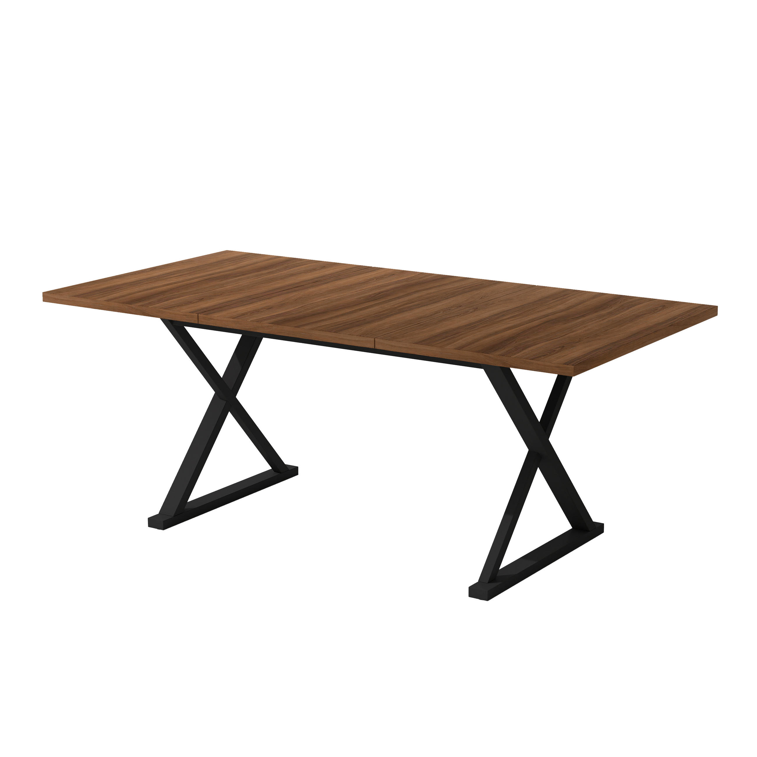 ESSTISCH, 6-8 Personen, Metallbeine, Walnuss/Schwarz, 180x90x75cm - Walnussfarben, Holzwerkstoff (180/90/75cm) - FLIEKS