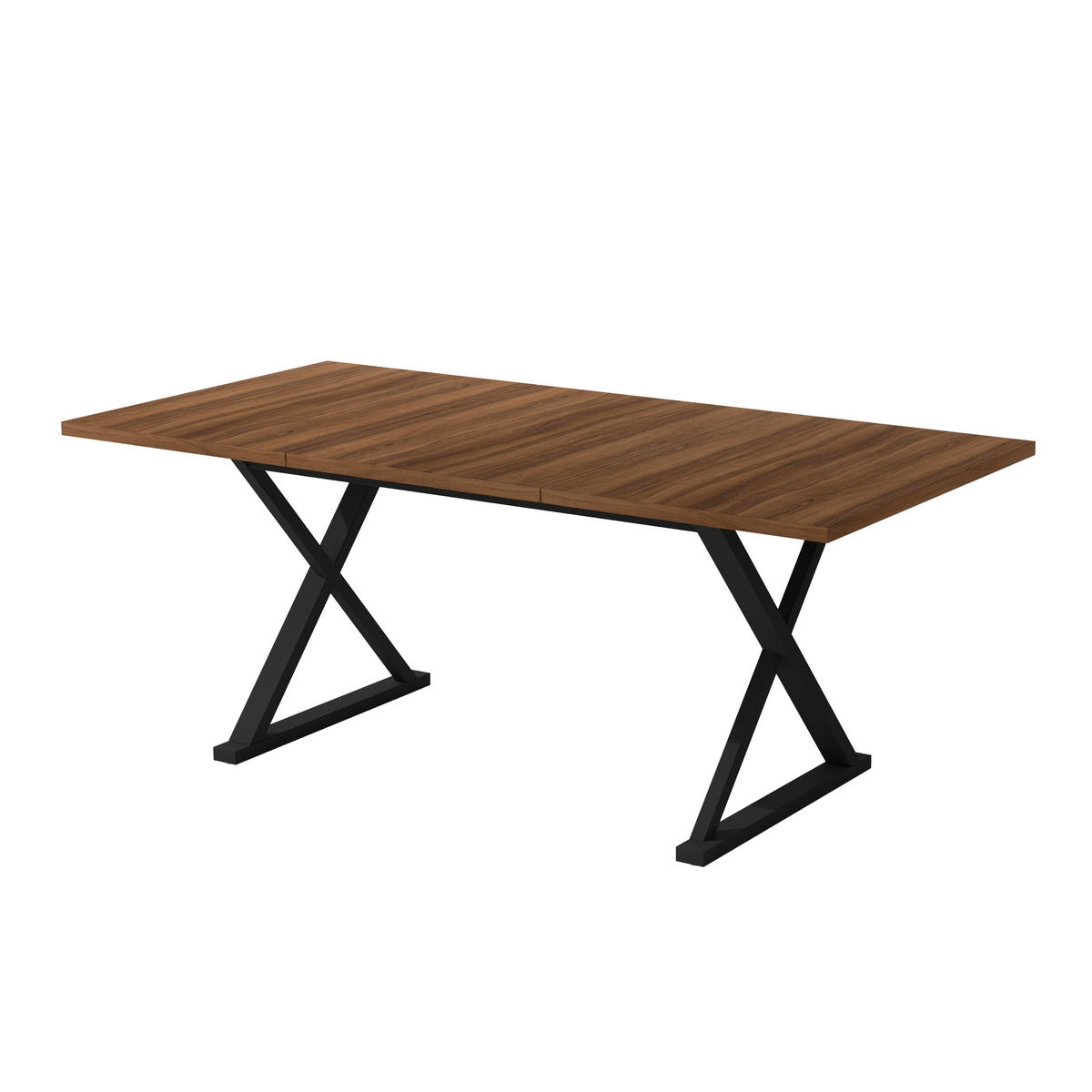 ESSTISCH, 6-8 Personen, Metallbeine, Walnuss/Schwarz, 180x90x75cm - Walnussfarben, Holzwerkstoff (180/90/75cm) - FLIEKS