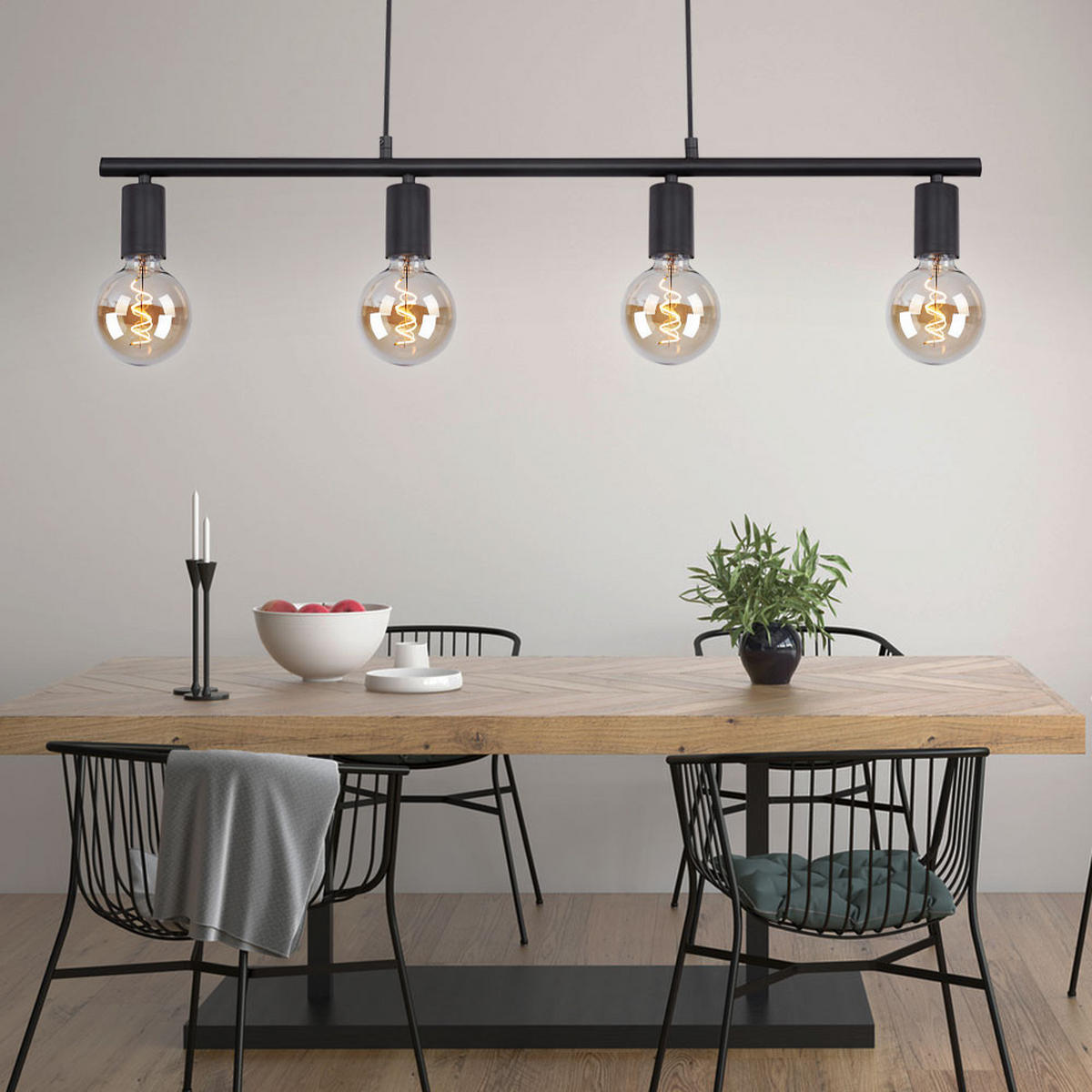 HÄNGELEUCHTE Metall Schwarz MARTHA - Schwarz, Metall (80/5.2/120cm) - Globo Lighting