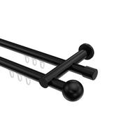 INNENLAUF-GARDINENSTANGEN-SET Platon Luino 420 cm (geteilt in 3 x 140 cm), 2-läufig, 20 mm Ø Schwarz - Schwarz, Metall (420cm) - INTERDECO
