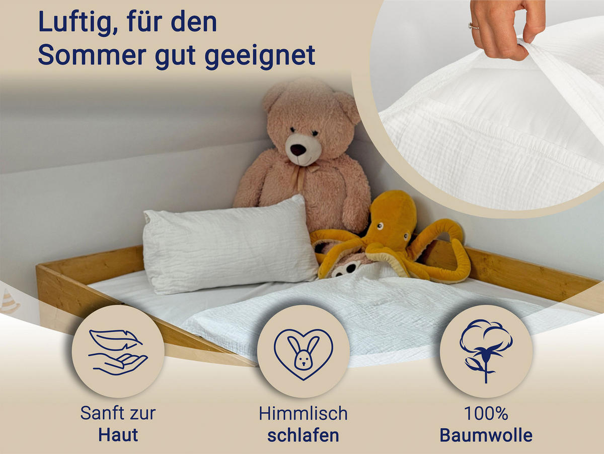 BETTWÄSCHE, 2er-Set, 40x60+100x135 cm, 100% Baumwolle, Weiß - Weiß, Textil (100/135cm) - Zollner