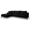 ECKSOFA Aspen in L-Form, Coach Farbe: Schwarz, Cordstoff, Ottomane Links - Schwarz, Textil (187/312cm) - VENASI MÖBEL