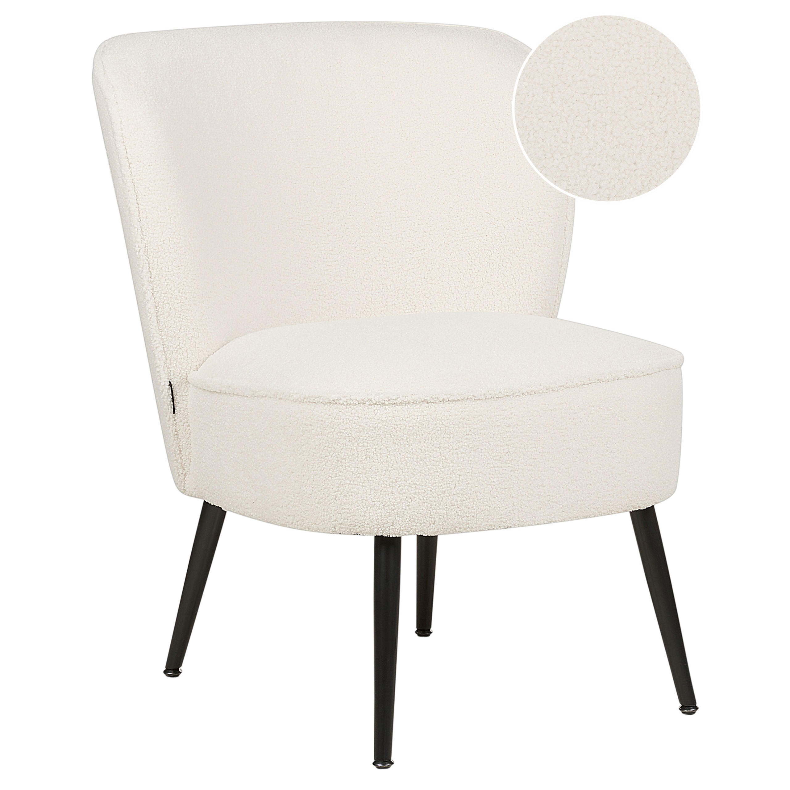 SESSEL Bouclé weiß/schwarz Voss - Creme/Schwarz, Textil (60/76/52cm) - Beliani