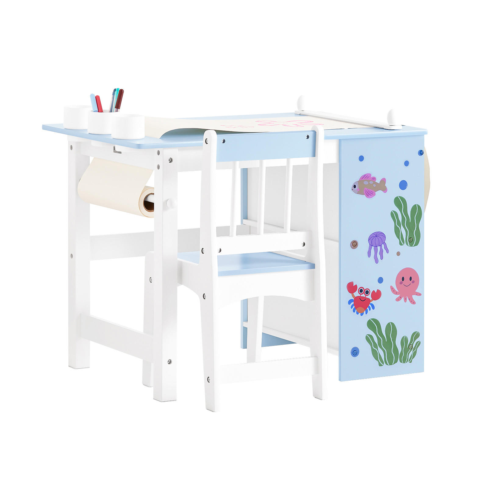 KINDERSITZGRUPPE Weiß-Blau - Blau, Holz/Holzwerkstoff (80/66/50cm) - SoBuy