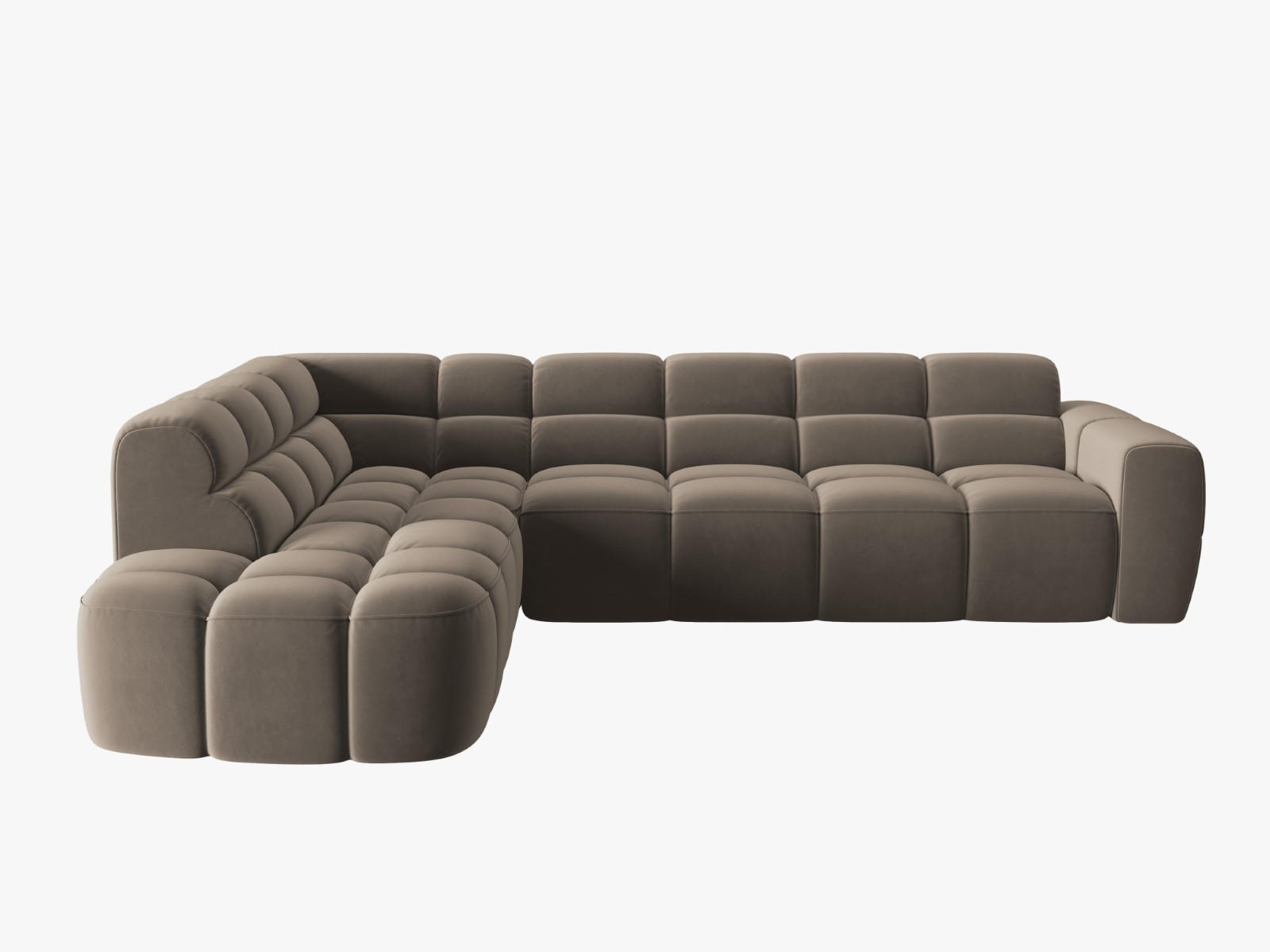 ECKSOFA links Lisa aus Samt hellbraun 5 Sitzplätze - Hellbraun, Textil (234/293cm) - Micadoni
