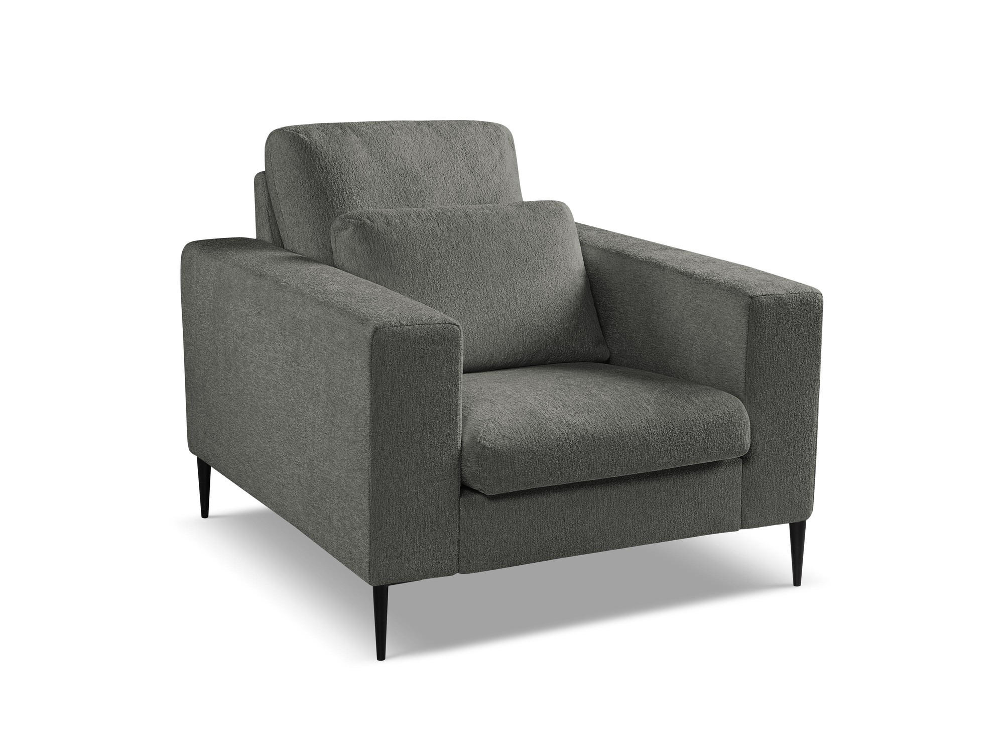SESSEL Chenille Stoff Grau - Dunkelgrau/Schwarz, Holzwerkstoff/Textil (93/88/105cm) - Makamii
