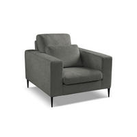 SESSEL Chenille Stoff Grau - Dunkelgrau/Schwarz, Holzwerkstoff/Textil (93/88/105cm) - Makamii