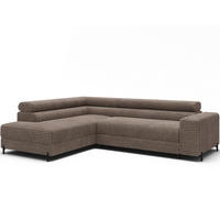 ECKSOFA COLESIO L-Form, Schlaffunktion, Bettkasten, verstellbare Kopfstützen, Wellenfederung, Metallfüße, breiter Cordstoff - Beige/Schwarz, Kunststoff/Metall (269/204cm) - Wohnideebilder