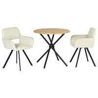 ESSZIMMER SET – 1 Tisch + 2 Stühle – Holzoptik & Beige Stoff - Beige, Holzwerkstoff/Metall (80/75/80cm) - Urban Meuble