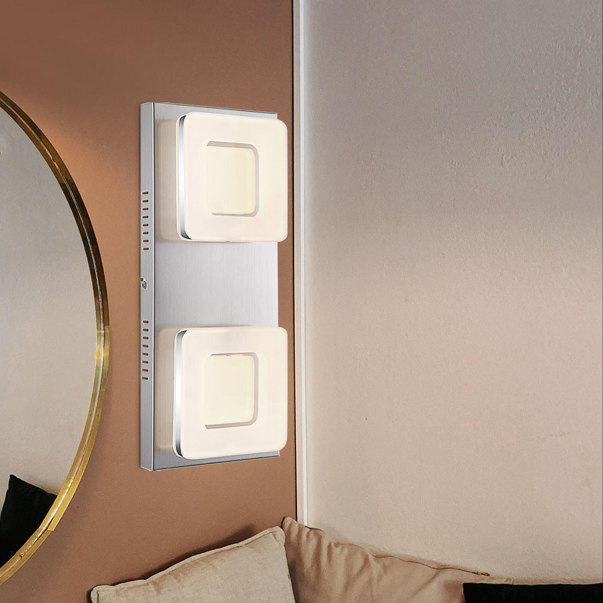 LED WANDLEUCHTE Stahl Silber matt - Silberfarben, Metall (18/43/7.5cm) - Globo Lighting