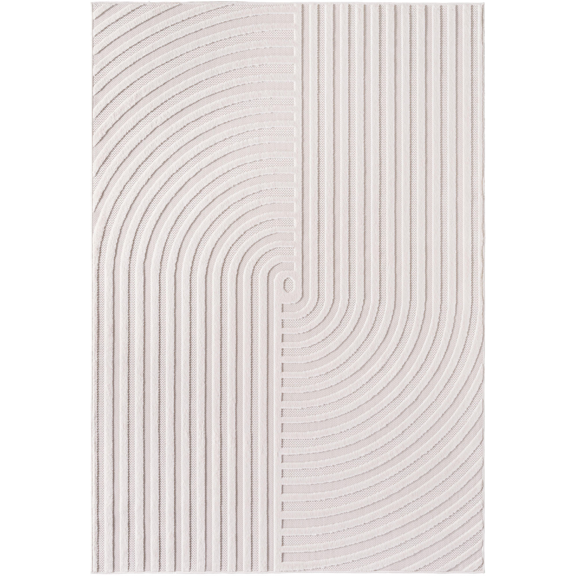 TEPPICH In-/Outdoor Kurzflor 3D-Raumwirkung Polypropylen Balkon Creme Rechteckig 140x200 - Creme, Textil (140/200cm) - KADIMA DESIGN
