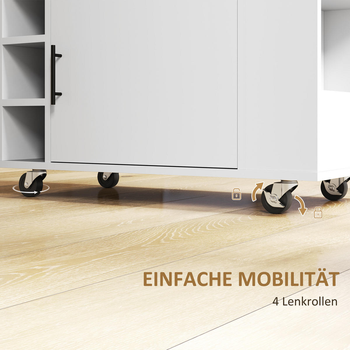 KÜCHENWAGEN mit Arbeitsplatte, 83x40x83cm, Eiche - Eichefarben, Holz (83/83/40cm) - HOMCOM