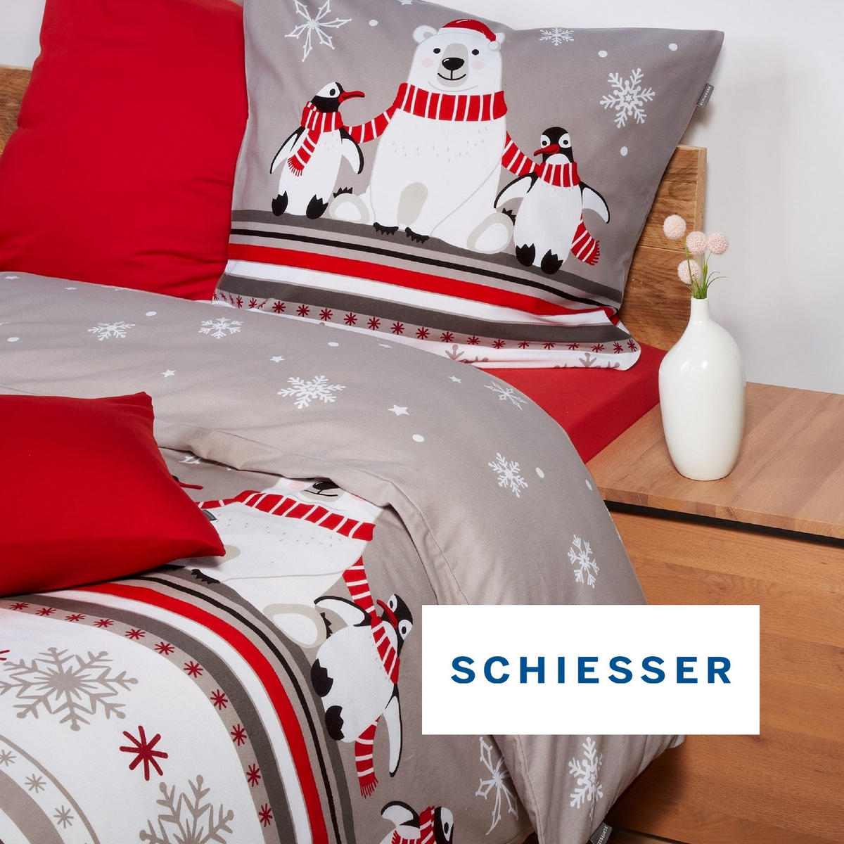 BETTWÄSCHESET Dida - Feinbiber - 2-teilig - 135x200 cm - Grau - Grau, Textil (135/200cm) - SCHIESSER