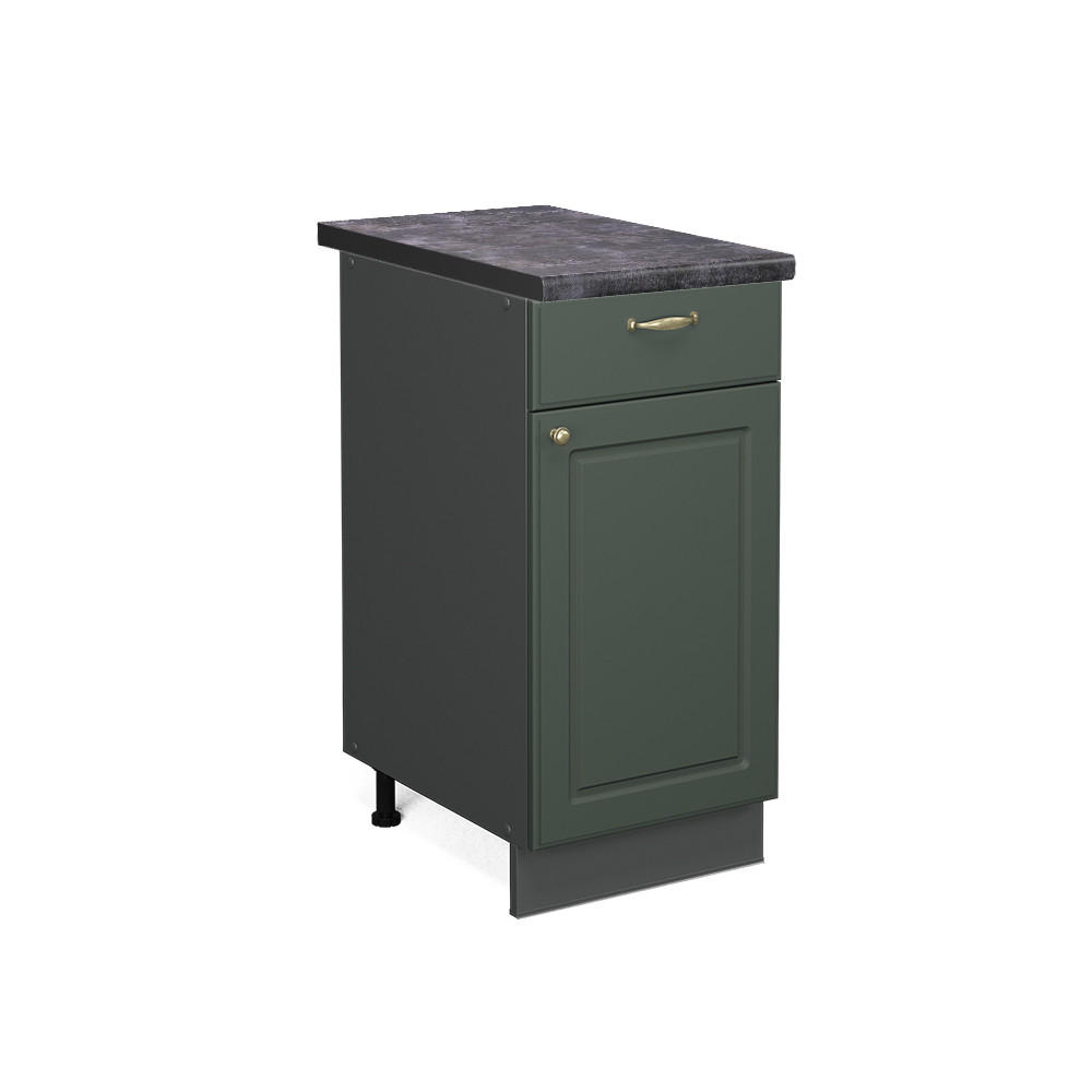 KÜCHENUNTERSCHRANK Fame-Line Grün-Gold Landhaus 40 cm, AP Anthrazit - Anthrazit/Grün, Holzwerkstoff (40/82/60cm) - Vicco
