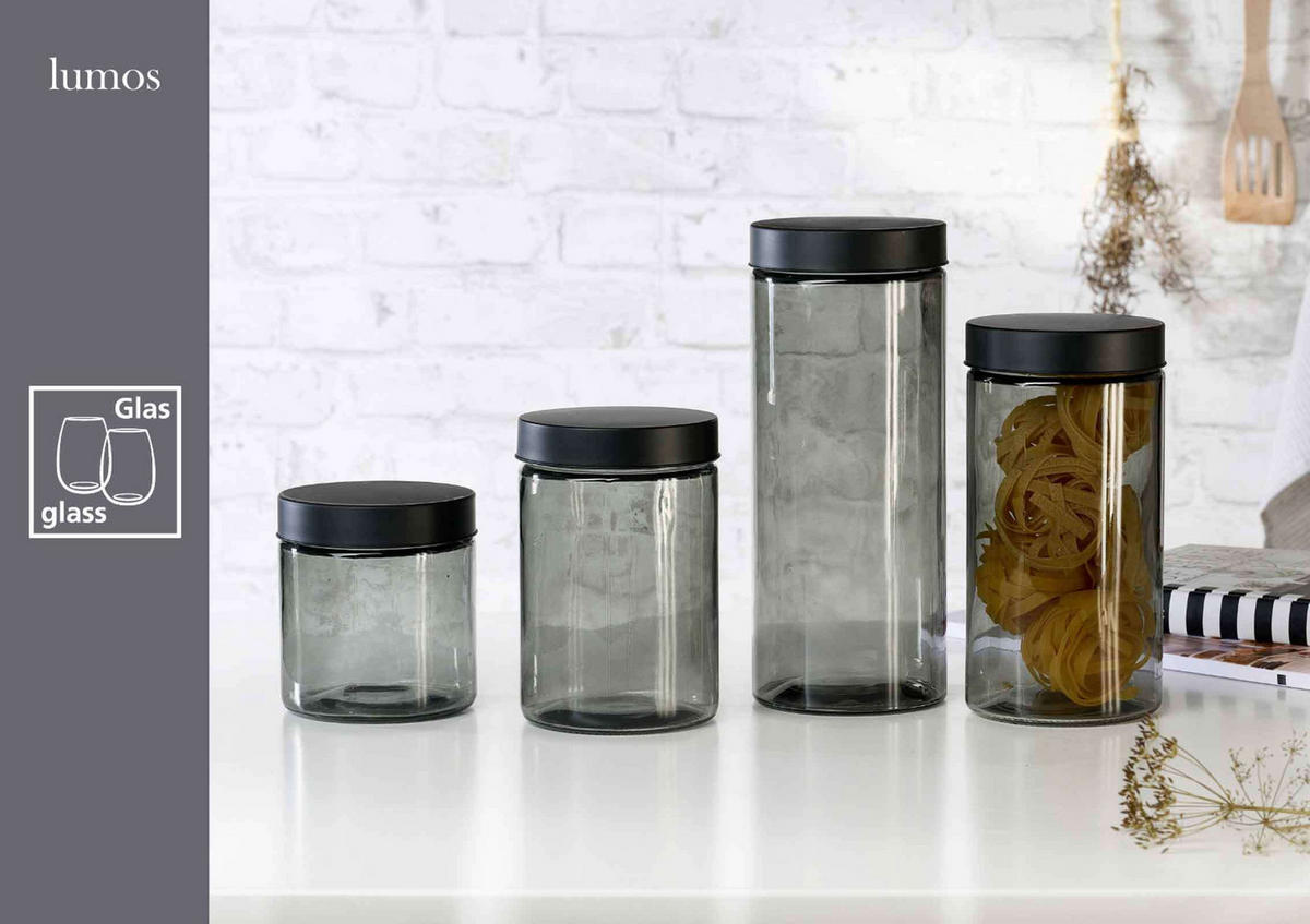 VORRATSGLÄSER-SET Lumos grau 8er Set - Grau, Glas (1/1/1cm) - Ritzenhoff Breker