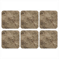 GLASUNTERSETZER 6er-Set Marmor - Braun - Glitter 10x10 cm - Braun, Naturmaterialien (10/0.2cm) - MuchoWow