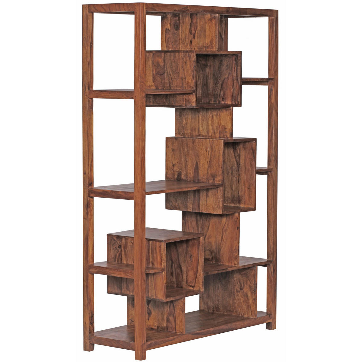 BÜCHERREGAL – Naturholz, 115x180 cm, Landhausstil, mit Ablagefächern - Braun, Holz (115/180/40cm) - KADIMA DESIGN