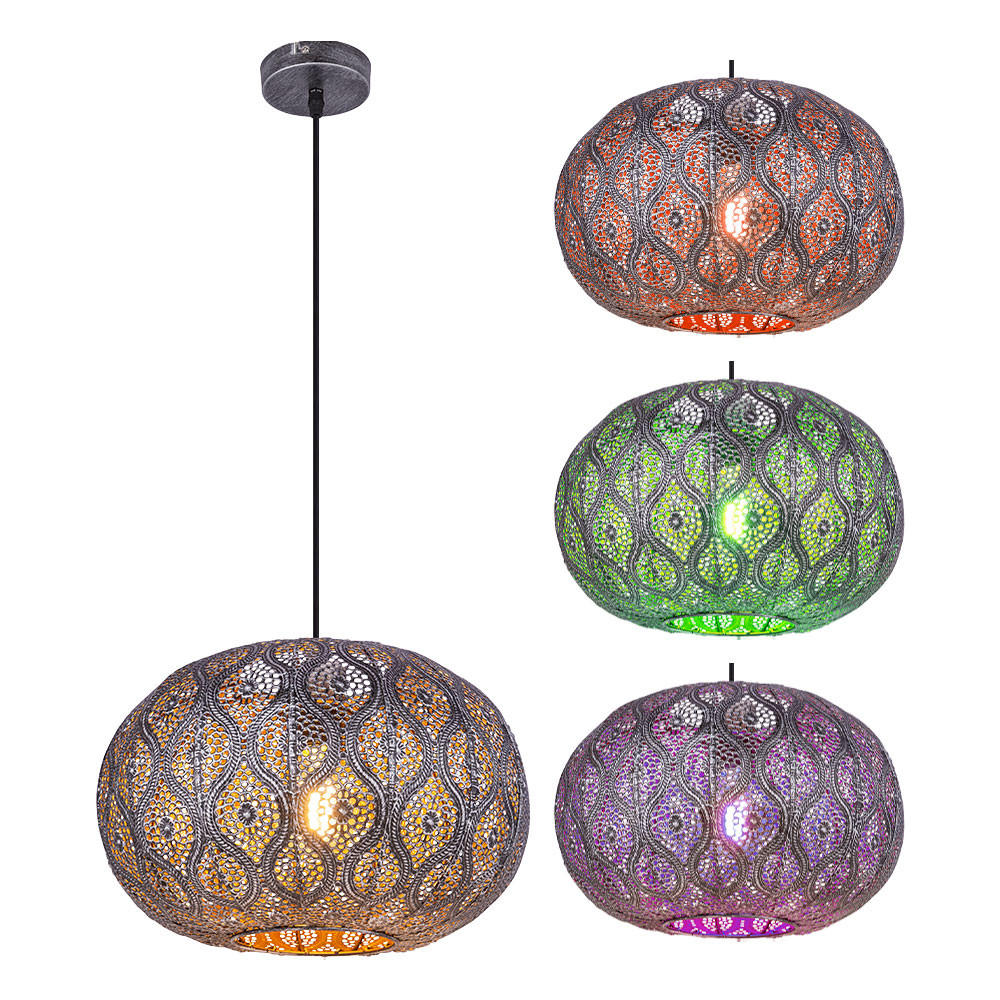 LED HÄNGELEUCHTE SOLERA Silber Metallic - Schwarz, Metall (30/30/120cm) - Globo Lighting