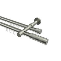 INNENLAUF-GARDINENSTANGEN-SET Prestige Mavell 160 cm, 2-läufig, 20 mm Ø Edelstahl-Optik - Edelstahlfarben/Silberfarben, Metall (160cm) - INTERDECO