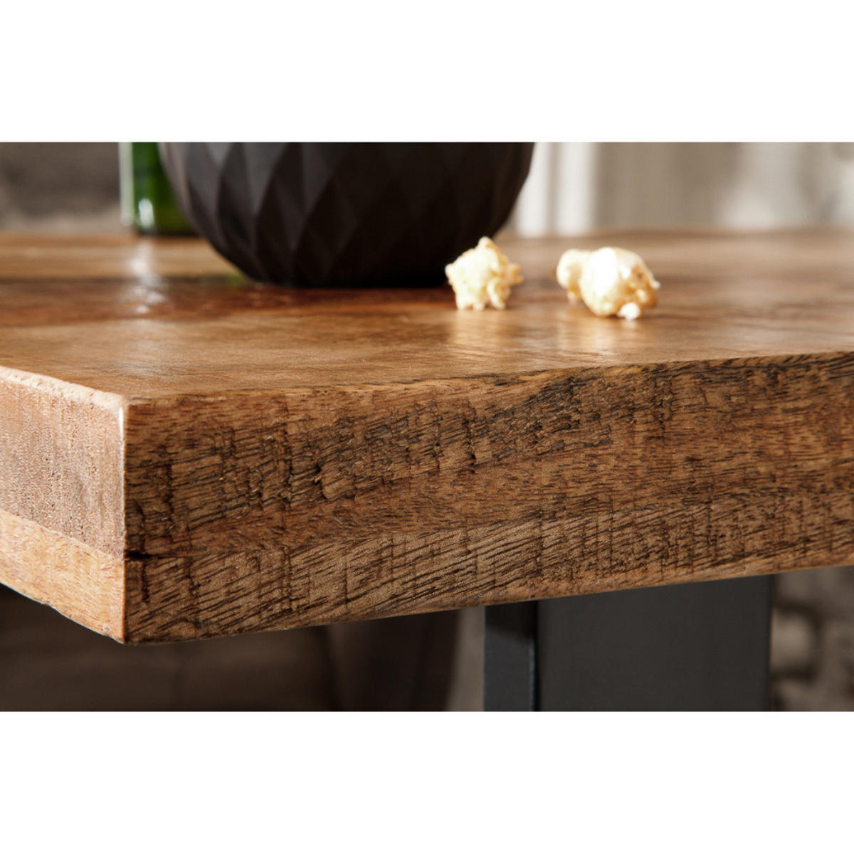 BARTISCH IRON CRAFT Mangoholz Natur 120cm - Schwarz/Braun, Holz/Metall (120/105/80cm) - riess-ambiente