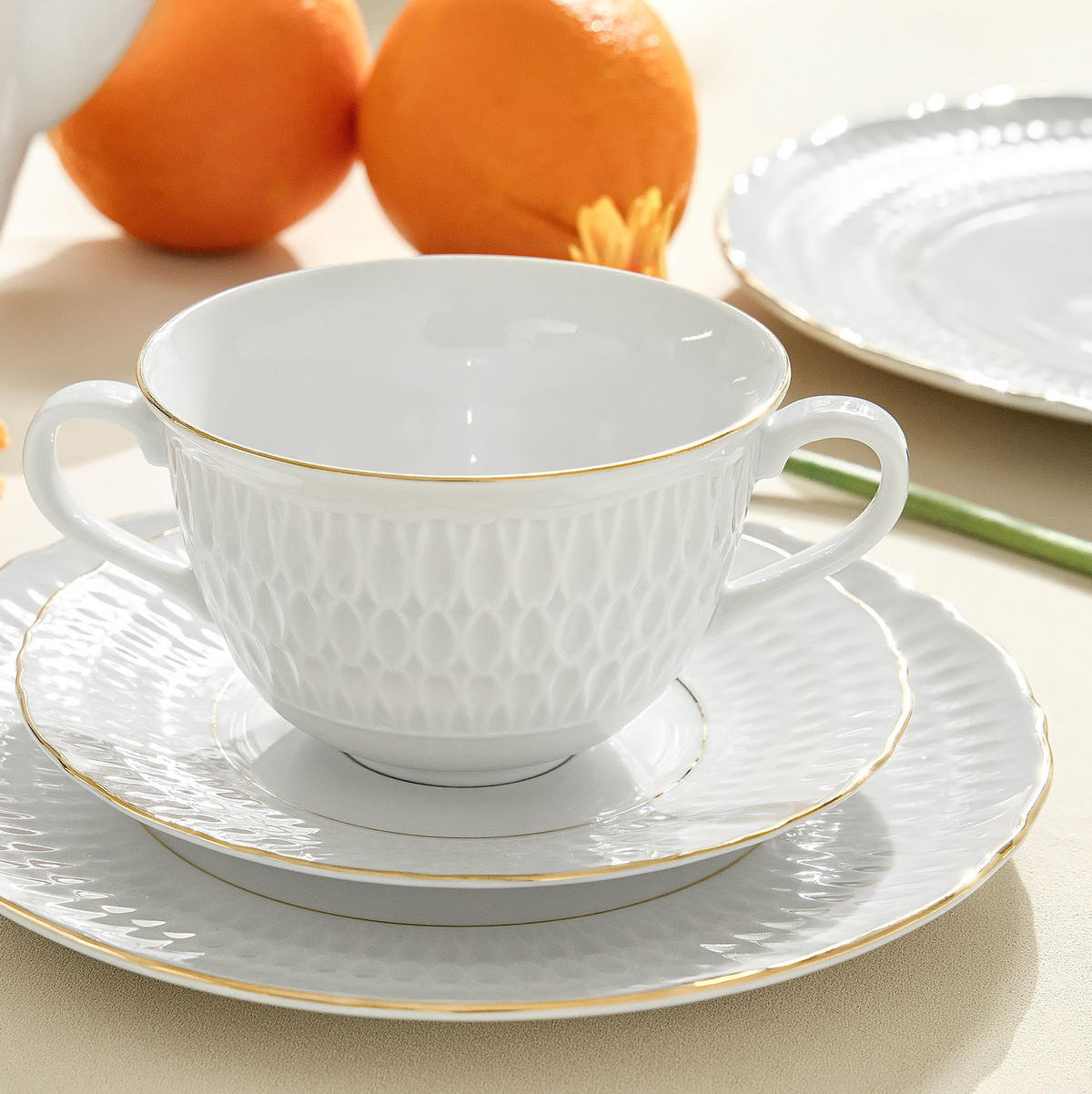 SUPPENSCHALE CMIELOW SOFIA GOLD 6-tlg aus Porzellan - Weiß, Keramik - KONSIMO®