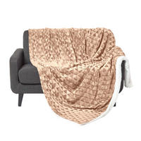 KUSCHELDECKE Sherpa 200/230 cm, Samtdecke mit Dreieckmuster - Hellbraun, Textil (200/230cm) - Homescapes