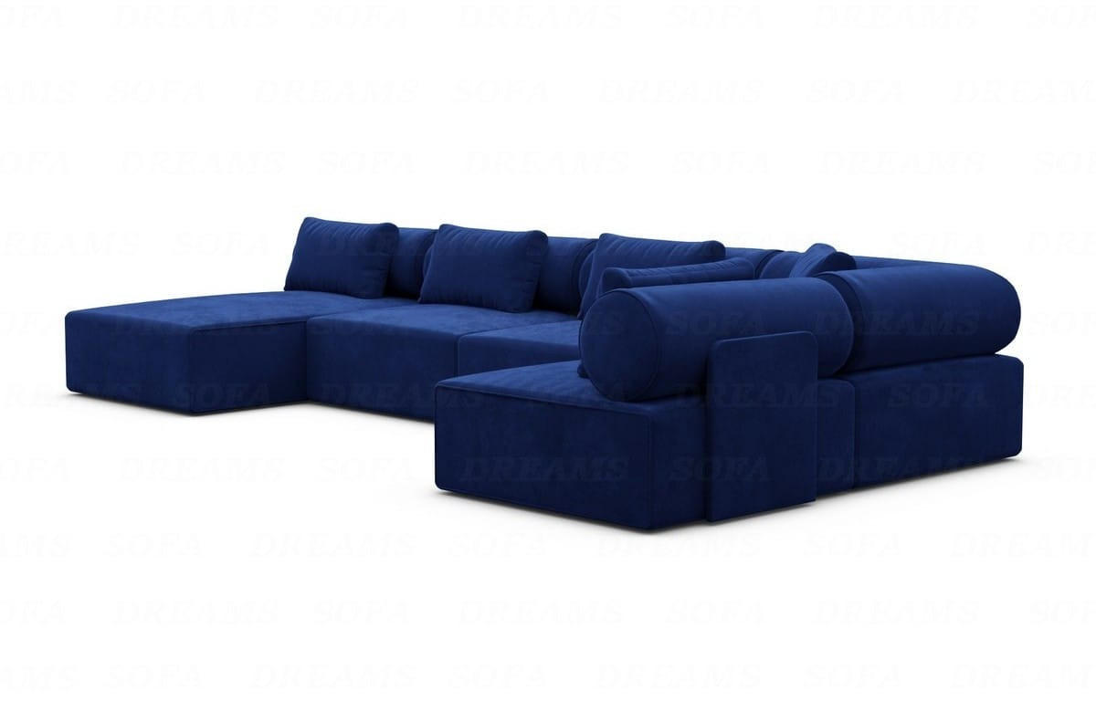 WOHNLANDSCHAFT Cipriani Dunkelblau Samtstoff - Dunkelblau, Kunststoff (400/77/200cm)
