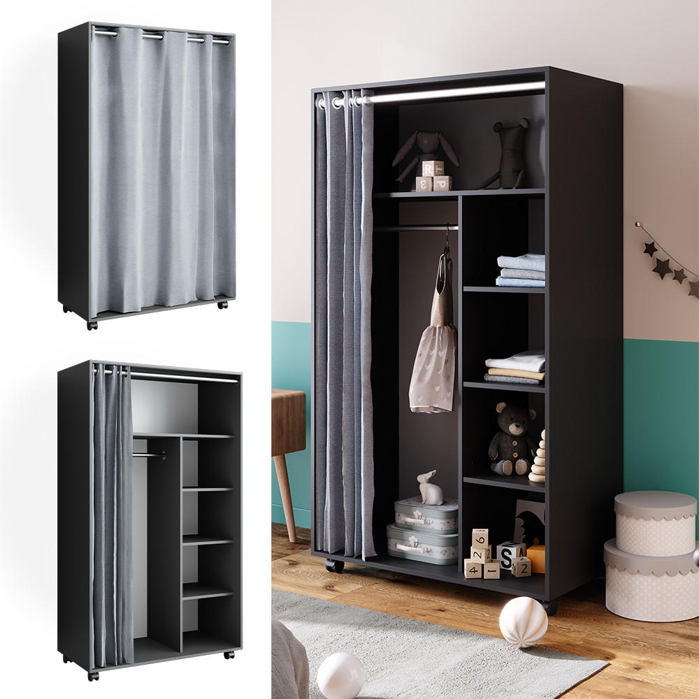 KLEIDERSCHRANK Doros Grau 100 x 168 cm - Grau, Holzwerkstoff (100/168/50cm) - Vicco