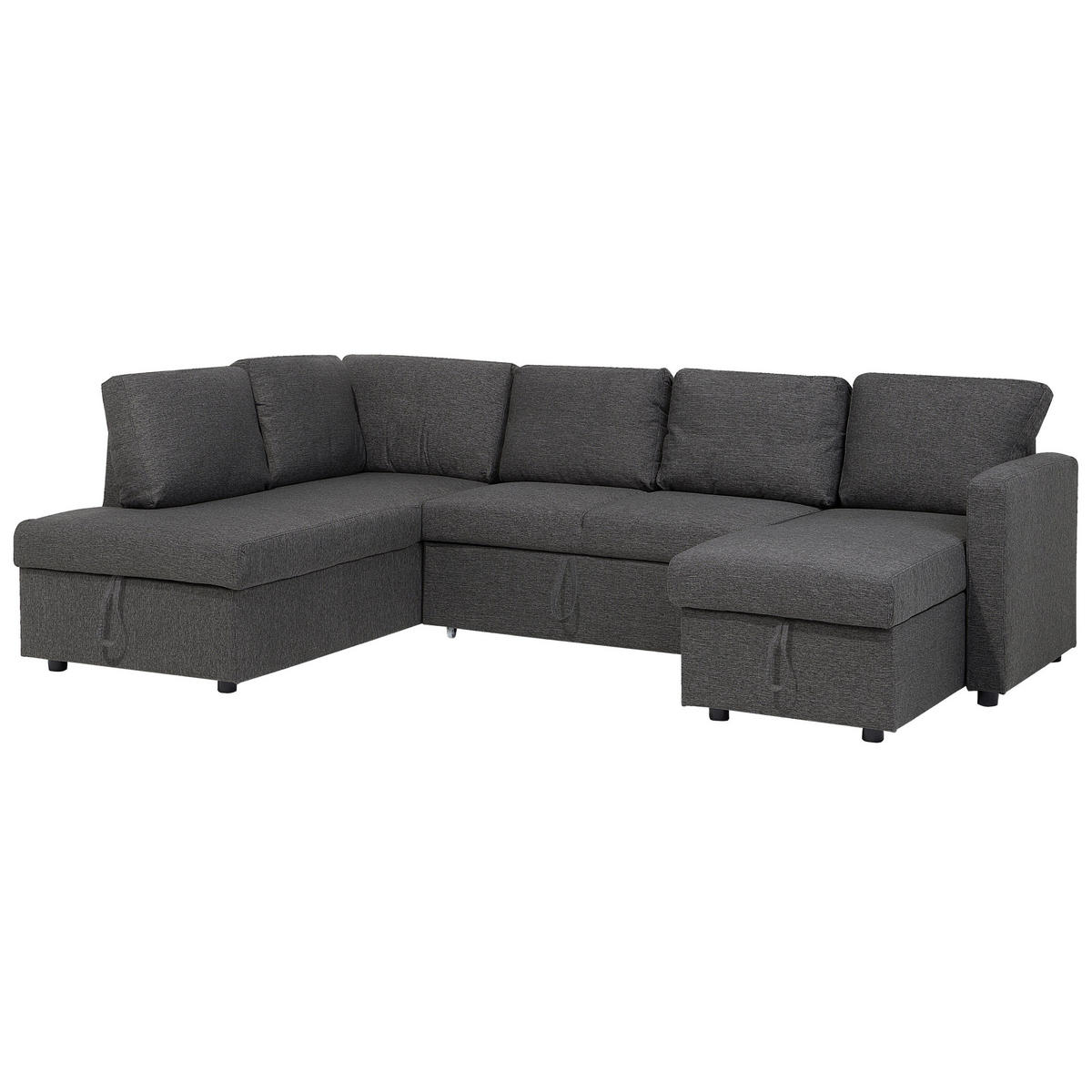SCHLAFSOFA U-förmig Polsterbezug Dunkelgrau Karrabo - Dunkelgrau, Textil (285/90/185cm) - Beliani