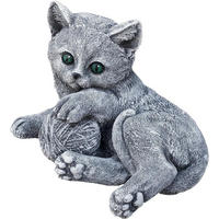 STEINFIGUR Katze Tiffy mit Ball frostfest Steinguss - Grau, Stein (24/16/19cm) - stoneandstyle