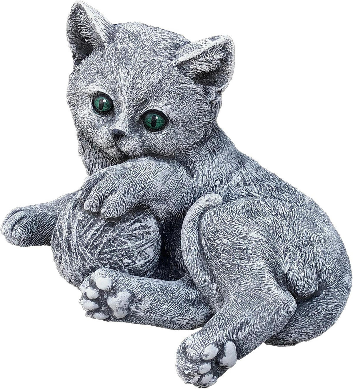 STEINFIGUR Katze Tiffy mit Ball frostfest Steinguss - Grau, Stein (24/16/19cm) - stoneandstyle