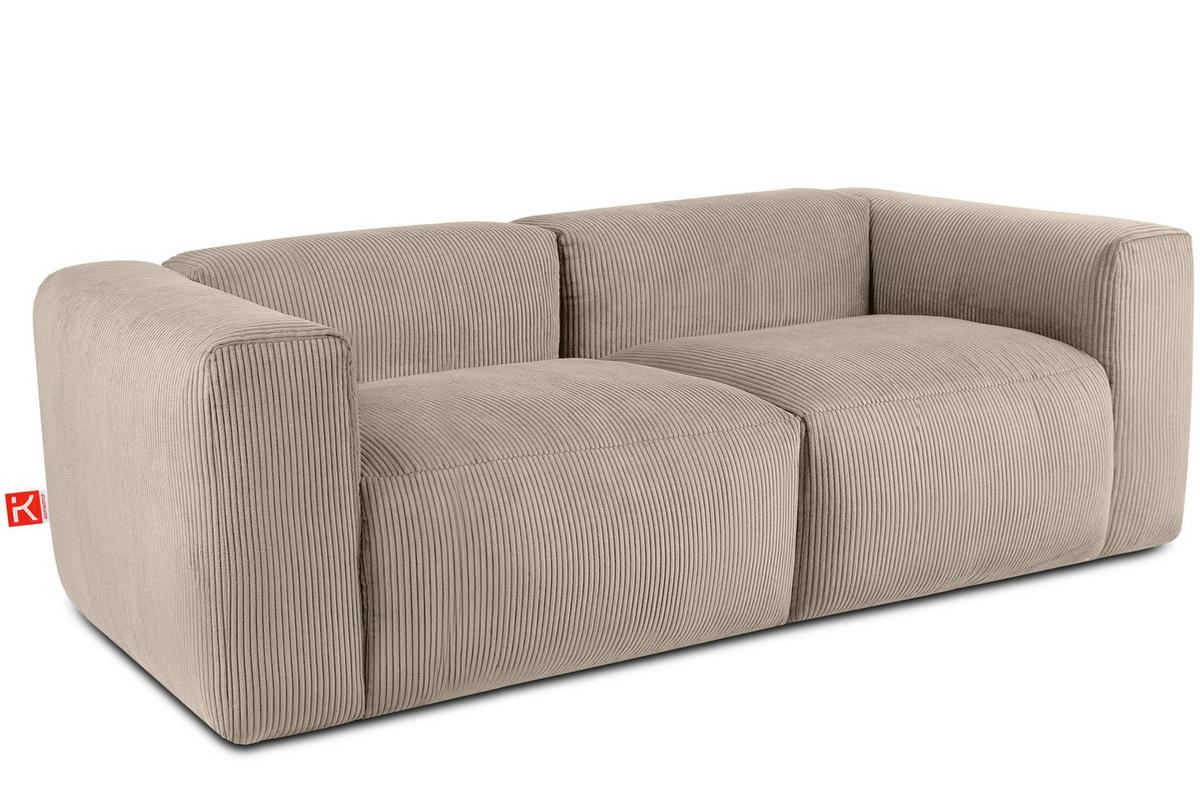2,5-SITZER-MODULSOFA BUFFO mit extrem weicher und bequemer Sitzfläche, Kordstoff, beige - Beige, Textil (250/73/96cm) - KONSIMO®