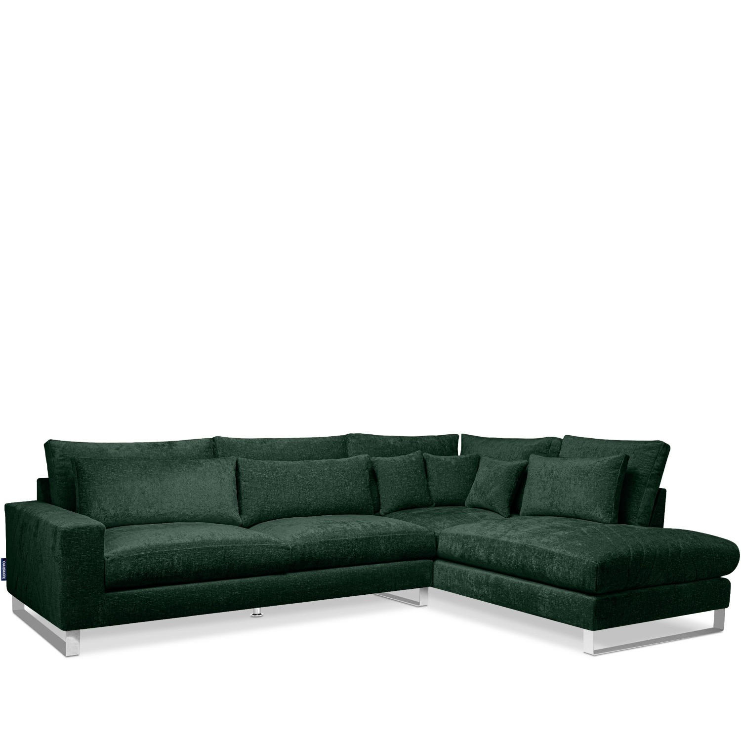ECKSOFA RECHTS BRENTIS Chenille-Stoff, Grün - Grün, Textil (314/224cm) - KONSIMO®