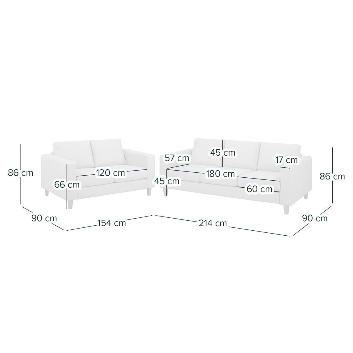 POLSTERGARNITUR - 3-2 - Grau, Textil (214/86/90cm) - home24