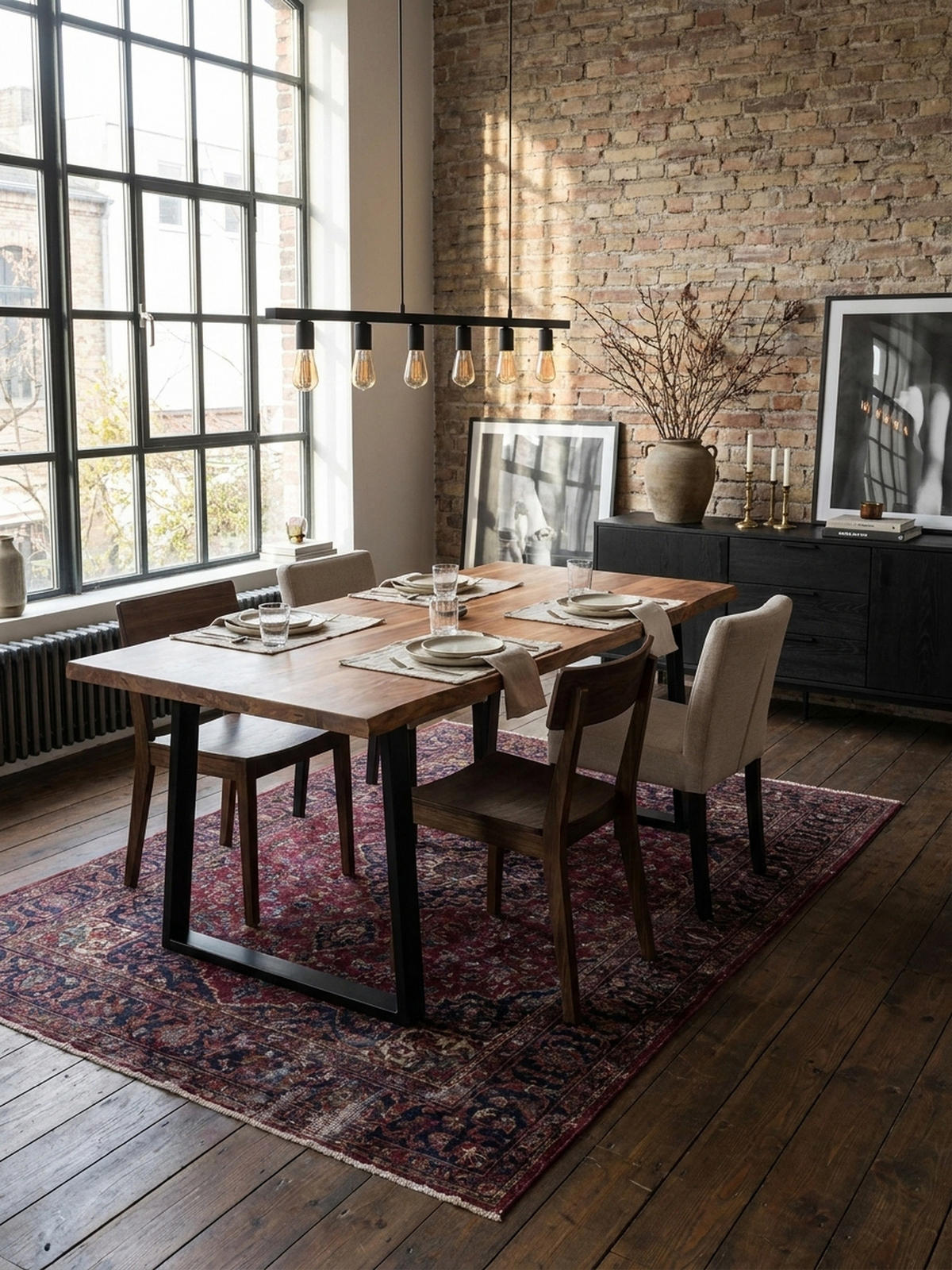 ESSTISCH Massivholz Baumkante Schwarz Metall Handgefertigt TARN, Goldbraun-Schwarz 160x80x76 cm - Schwarz/Braun, Holz (80/160/76cm) - KADIMA DESIGN