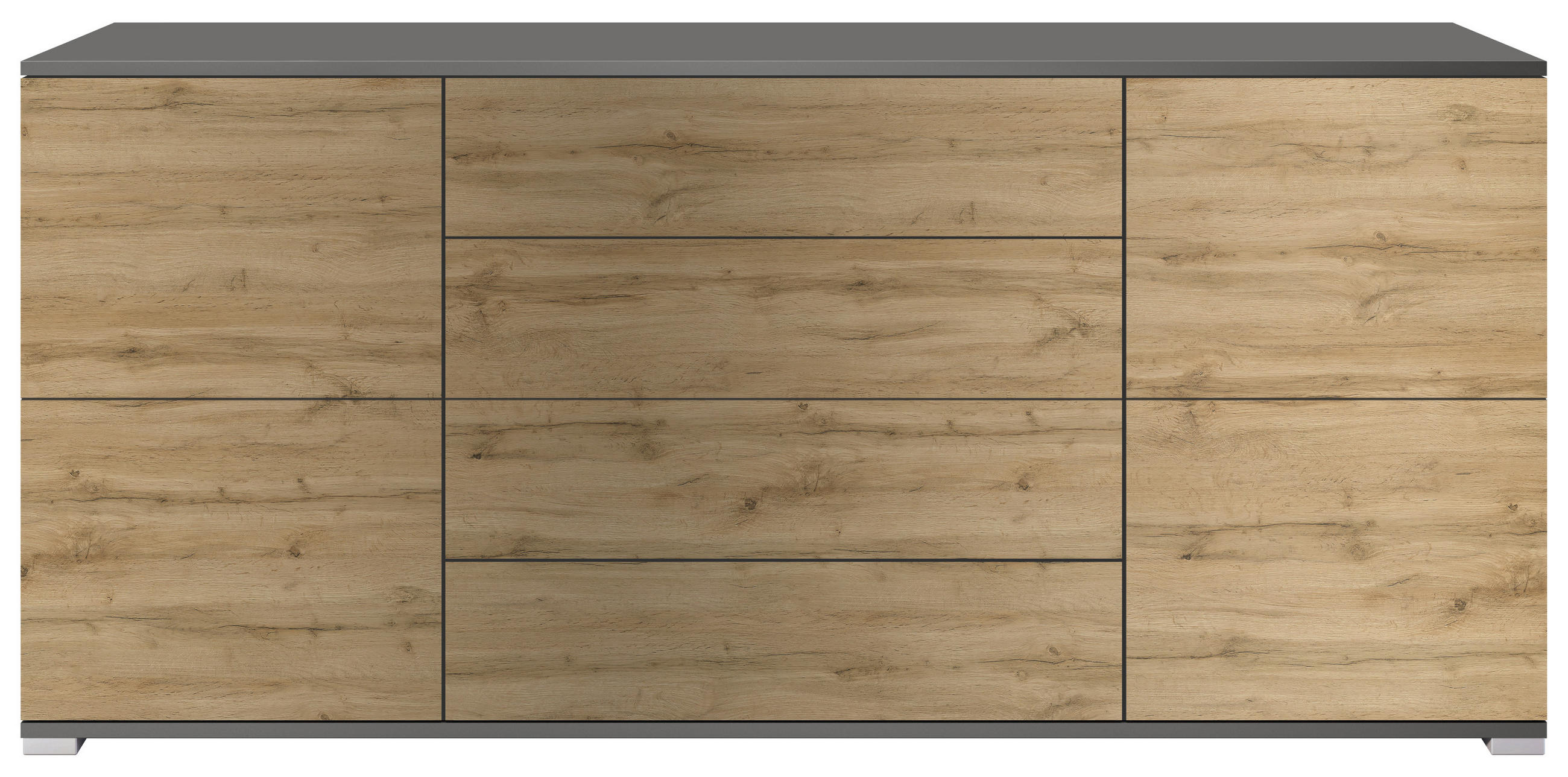 Vladon Sideboard Eiche San Remo, Dunkelbraun 166.5x75.5x35 cm