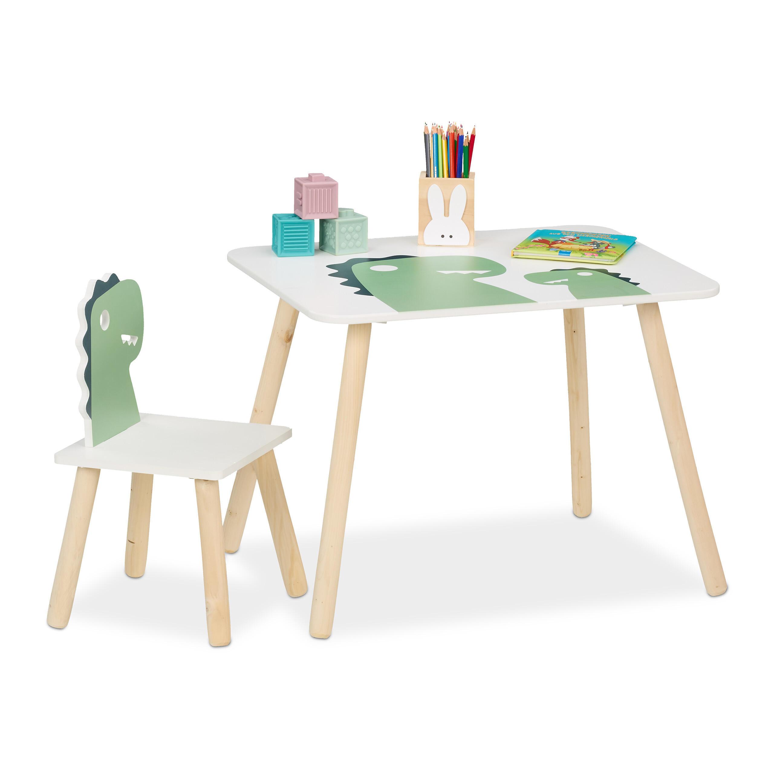 2-TLG.KINDERSITZGRUPPE - Multicolor, Holz/Holzwerkstoff (60/45/45cm) - Relaxdays