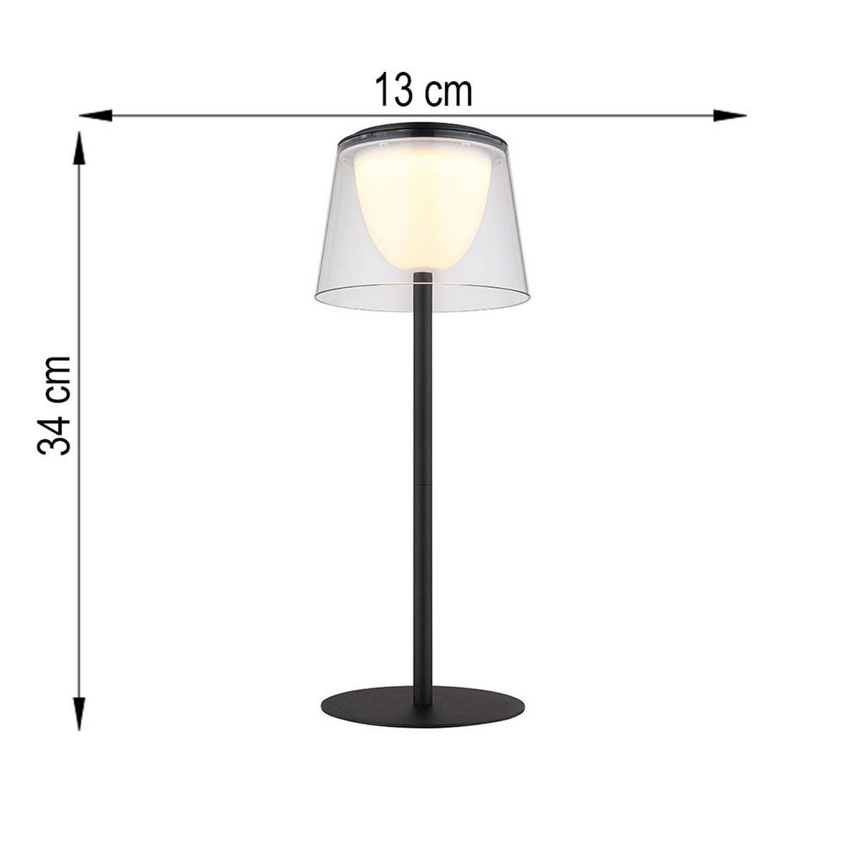 LED TISCHLEUCHTE Mariam Schwarz - Schwarz, Metall (13/13/34cm) - Globo Lighting