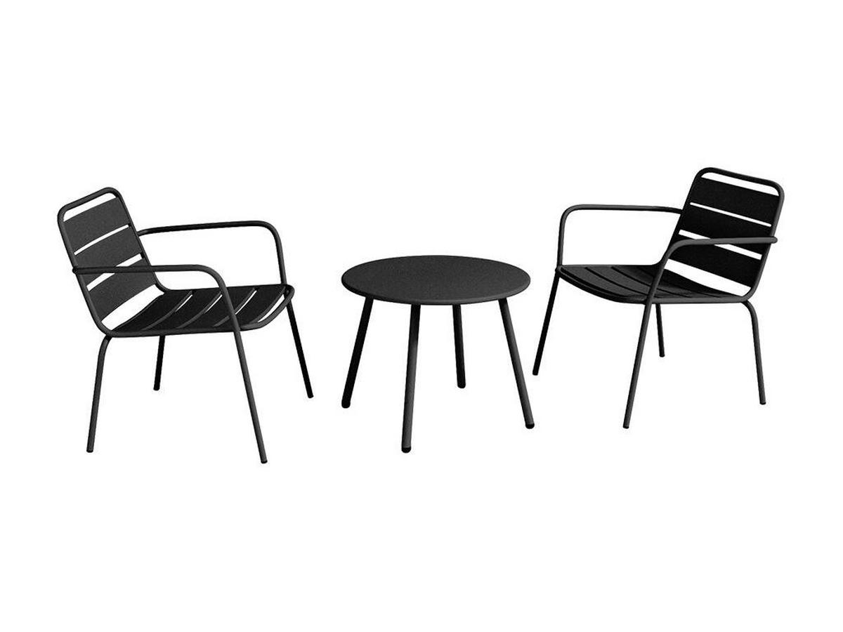 GARTENSITZGRUPPE im Set - 2 -Sitzer - Stahl - schwarz - MIRMANDE - Schwarz, Metall - Vente-Unique