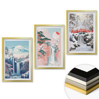 WANDBILDER 3er Set - 40x60 cm Goldrahmen - Berglandschaften, Wasserfälle - Goldfarben, Kunststoff (40/60cm) - ArtPrintCave
