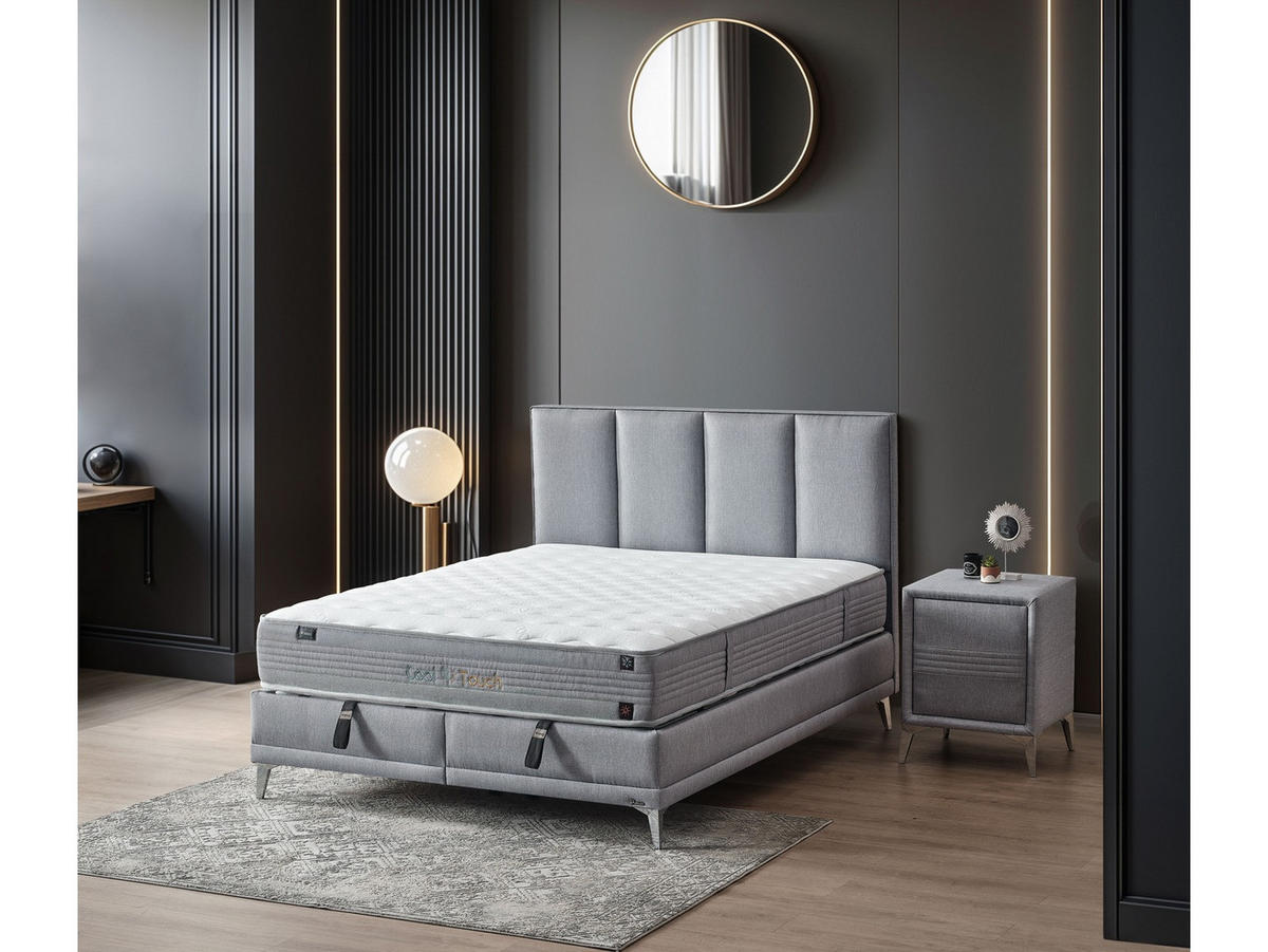 POLSTERBETT Cool Touch 120x200 Grau - Grau, Textil/Metall (120/200cm) - Villa Möbel