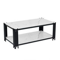 COUCHTISCH 114/64/46 cm weiß/schwarz aus MDF und Metall mit 2 Ablagen - Schwarz, Holzwerkstoff (114/64/46cm) - OKMYHOME