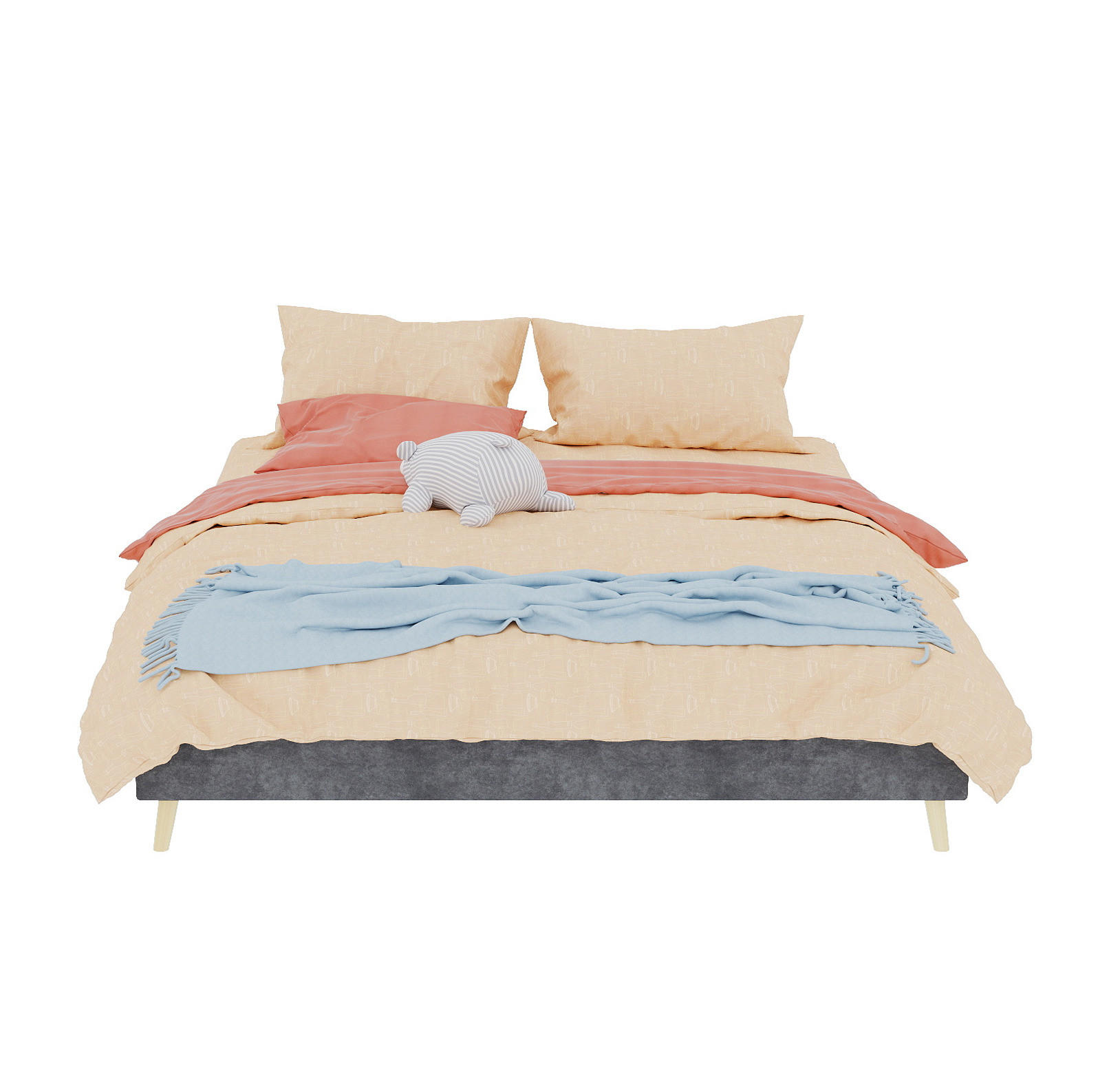 POSTEĽ 160/200 cm sivá s pevným viacbodovým podopretím z látky a kovu - sivá, textil (160/200cm) - OKWISH
