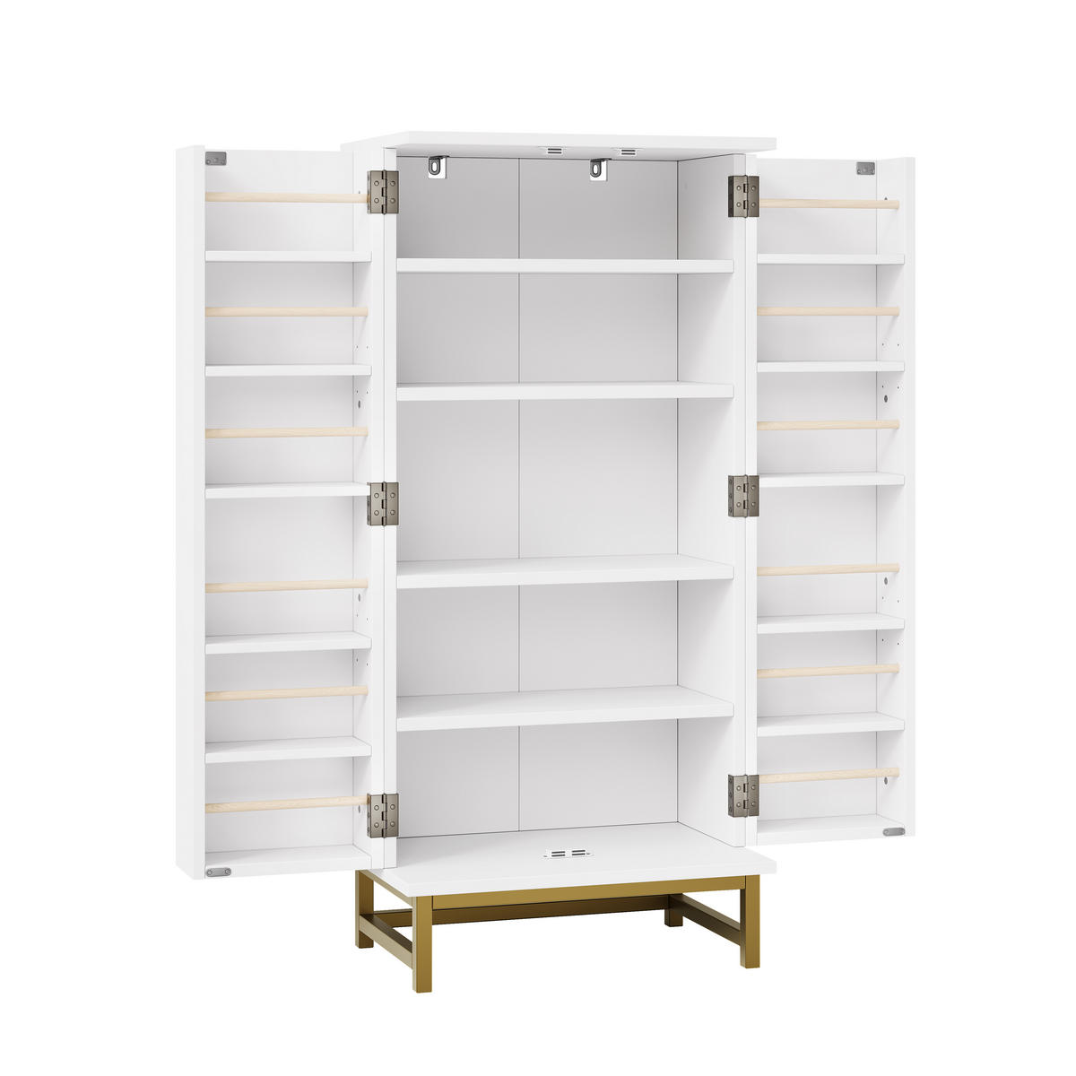 KÜCHENSCHRANK Sideboard Verstellbare Böden Weiß Gold - Weiß, Holzwerkstoff (60/130/40cm) - FLIEKS