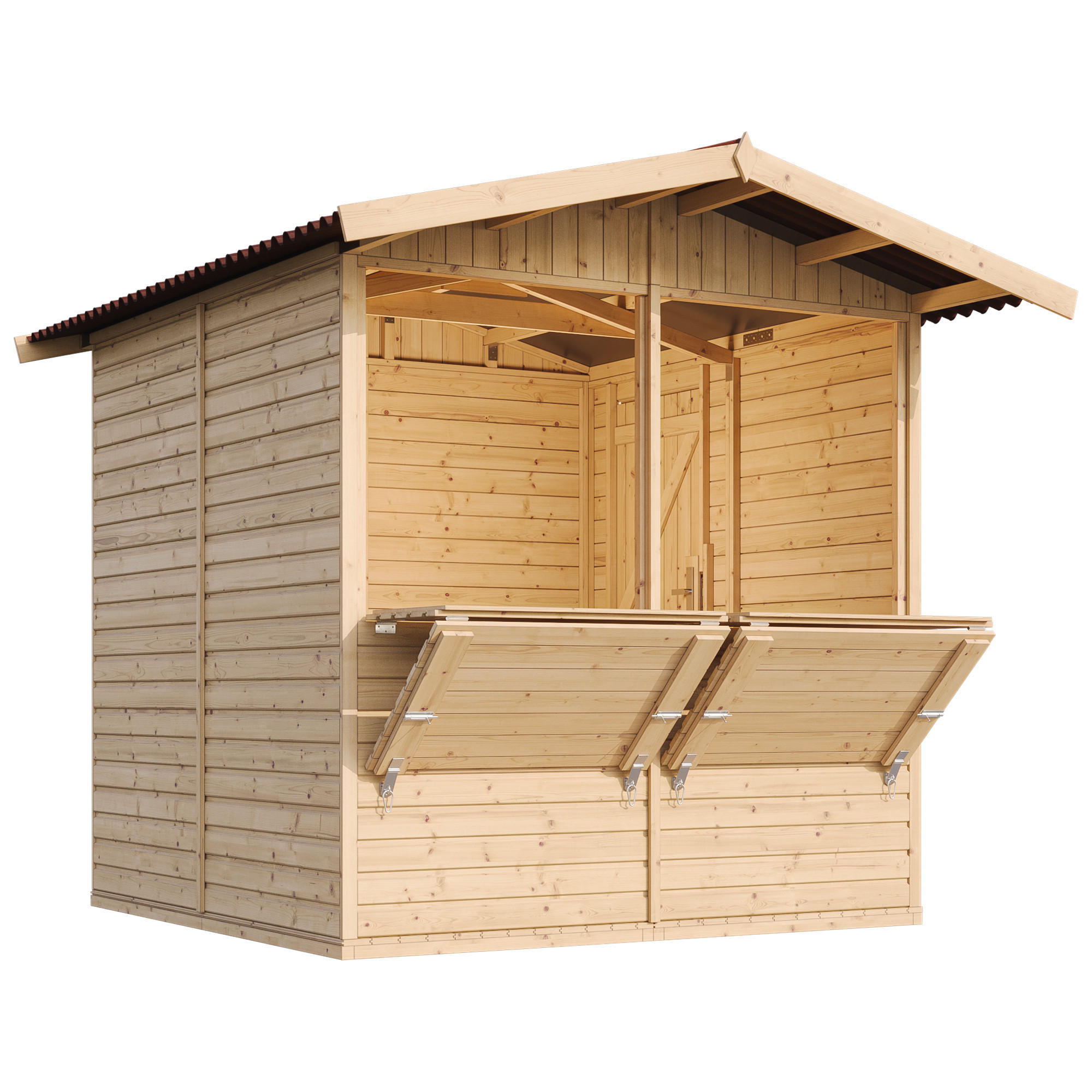 MARKTBUDE Holz, Gartenhaus - 200x200/4m2 M149 - Beige, Holz (253/232/263cm) - Timbela