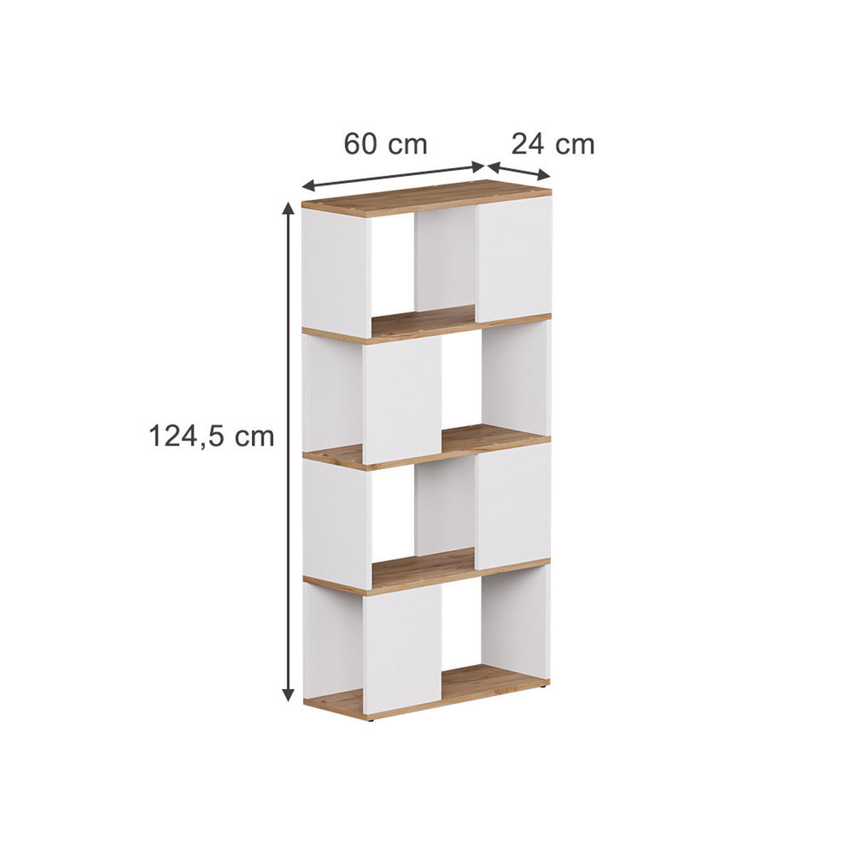 RAUMTEILER Eneos Weiß/Goldkraft Eiche 60 x 124.5 cm - Honigeiche/Weiß, Holzwerkstoff (60/124.5/24cm) - Vicco